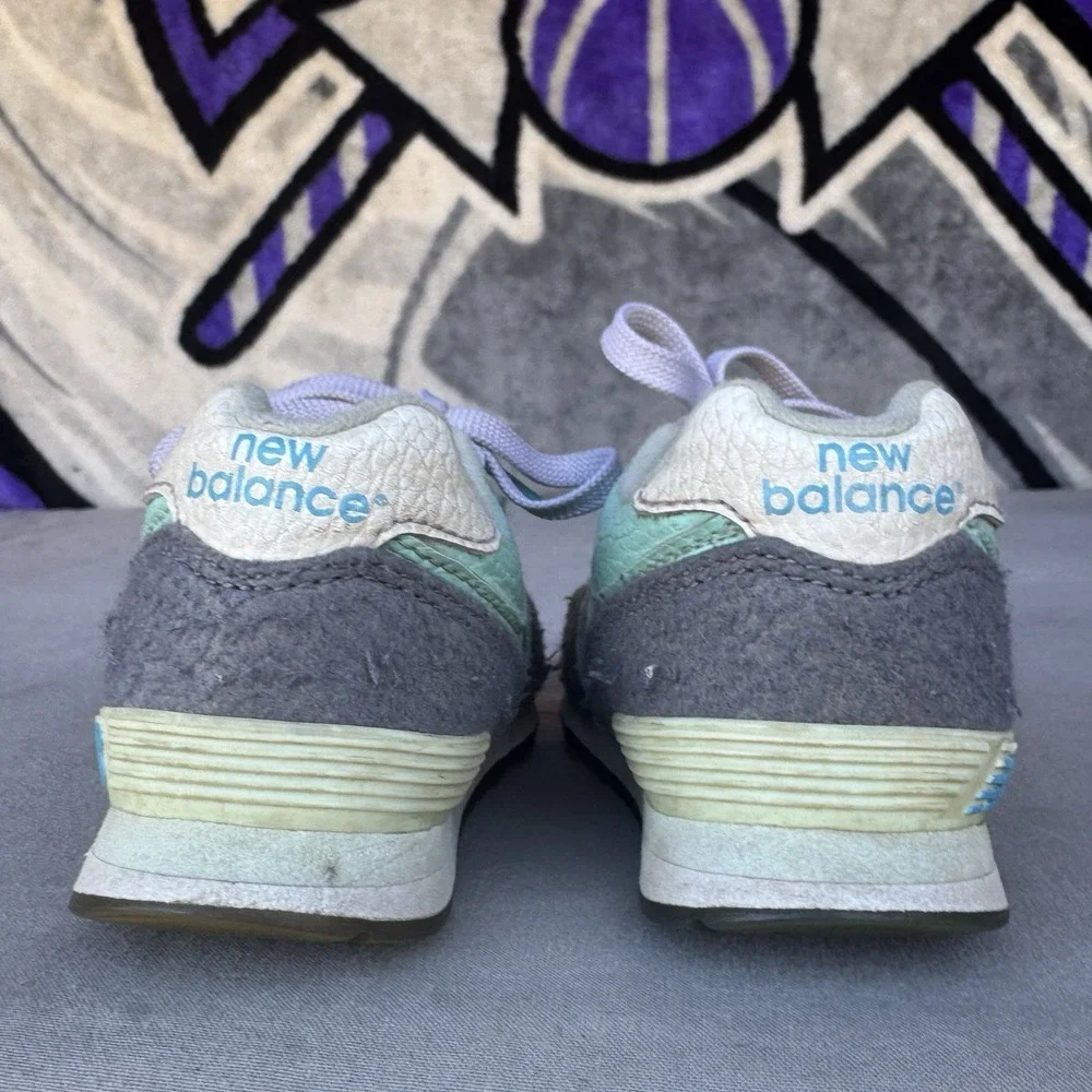 Size 9.5c - New Balance 574 Kids‎ Suede Mesh Sneaker Gray Blue KL574FYI